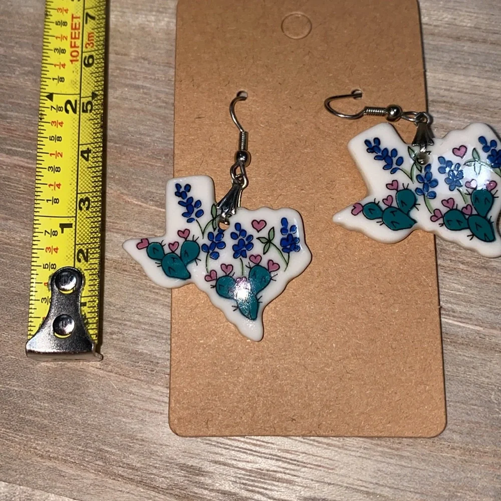 Texas shaped earrings. May be glass but I’m not sure. See photo for size - EUC - Picture 5 of 5